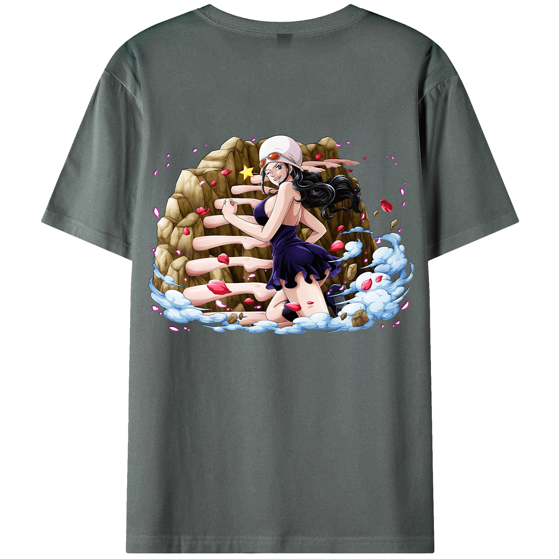 ワンピース ニコ・ロビン ONE PIECE Nico Robin 綿100％ メンズ半袖Tシャツ（バックプリント） 通気性